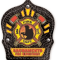 Plastic Curved Back Fire Helmet w/ Custom Fire Department Ax Shield